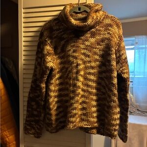 Vintage Liz Claiborne Brown and Tan Cowl Neck Sweater